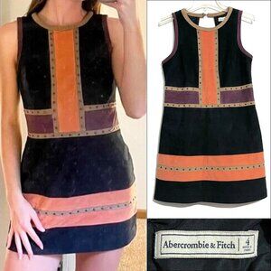 Abercrombie & Fitch Faux Suede Studded Color Block Dress